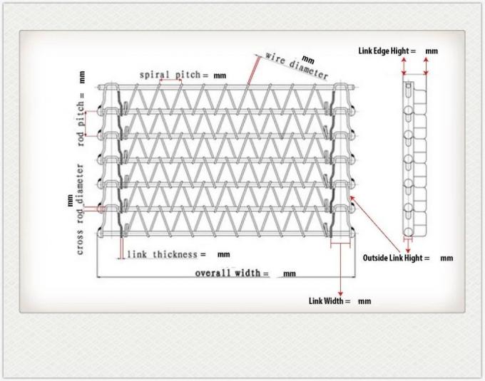 Băng tải lưới dây kim loại 400mm 500mm Đai uốn phẳng với dây chuyền 1